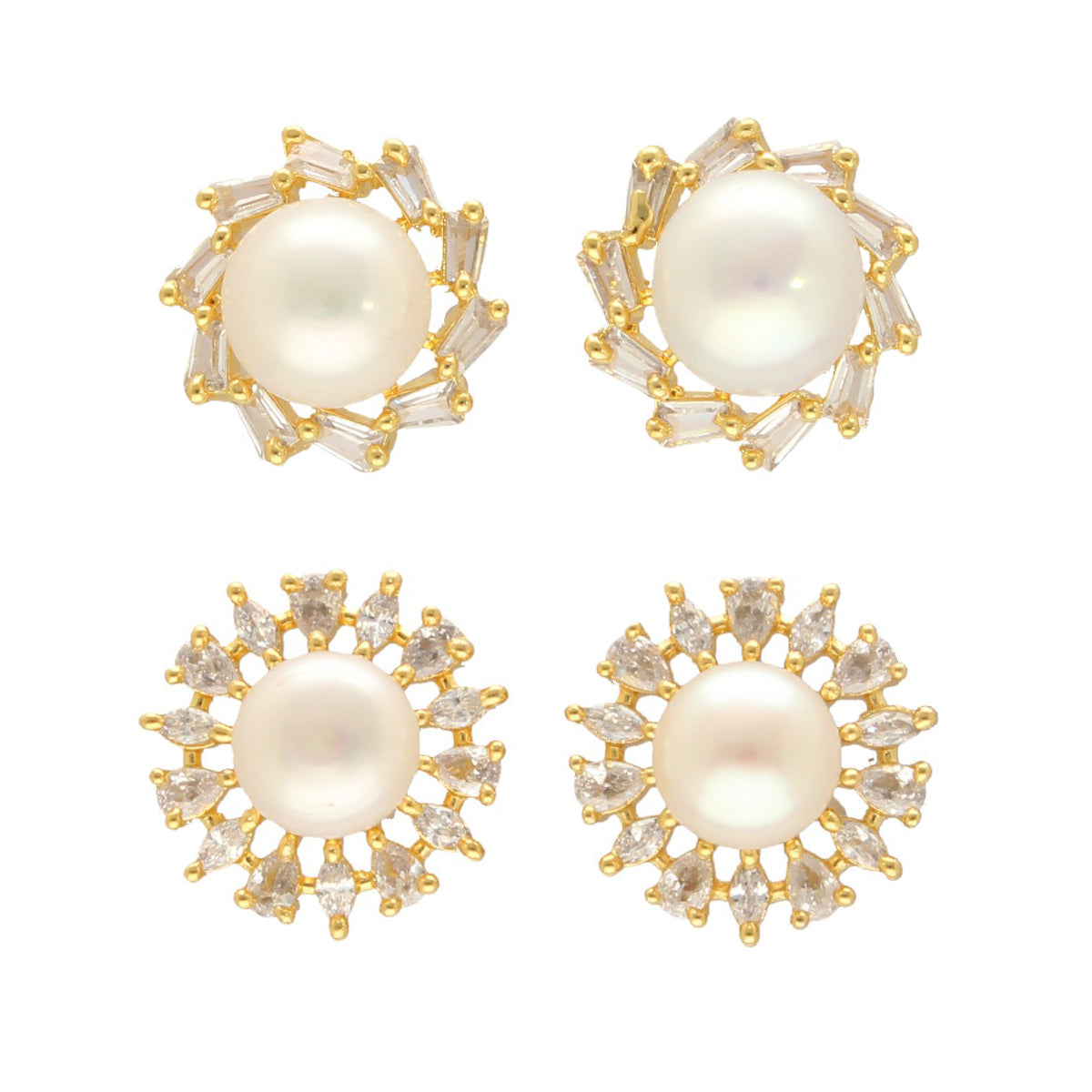 J Pearls Caralin Pearl Earrings Pack 2 - Swadesiicart