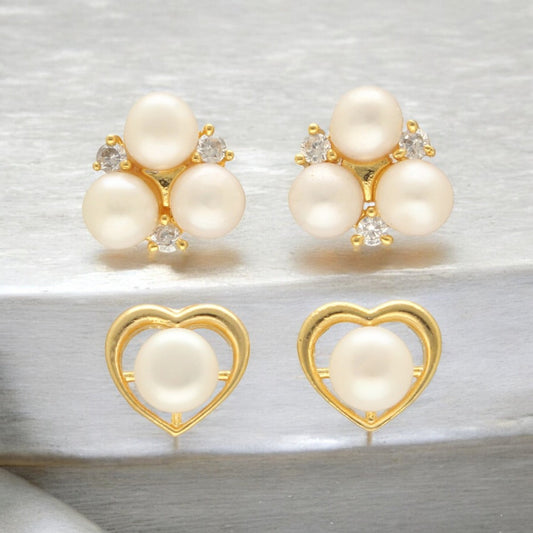 J Pearls Larisa Pearl Earrings Pack 2 - Swadesiicart