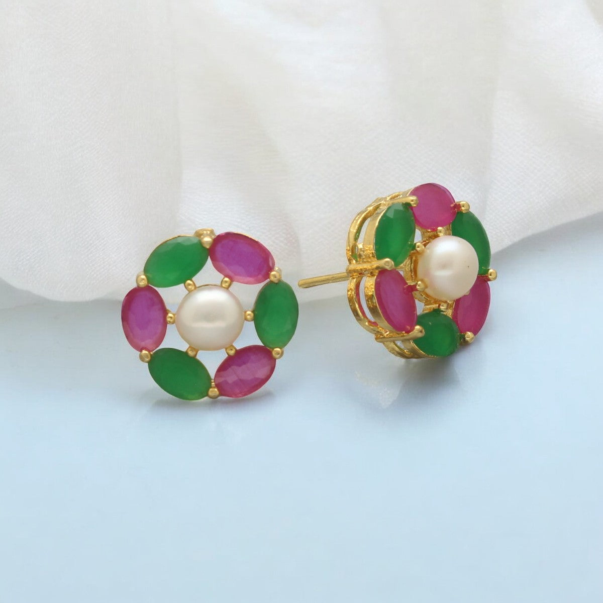 J Pearls Gia Pearl Earrings Pack 2 - Swadesiicart