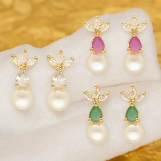 J Pearls Hansin Pearl Earrings Pack 3 - Swadesiicart