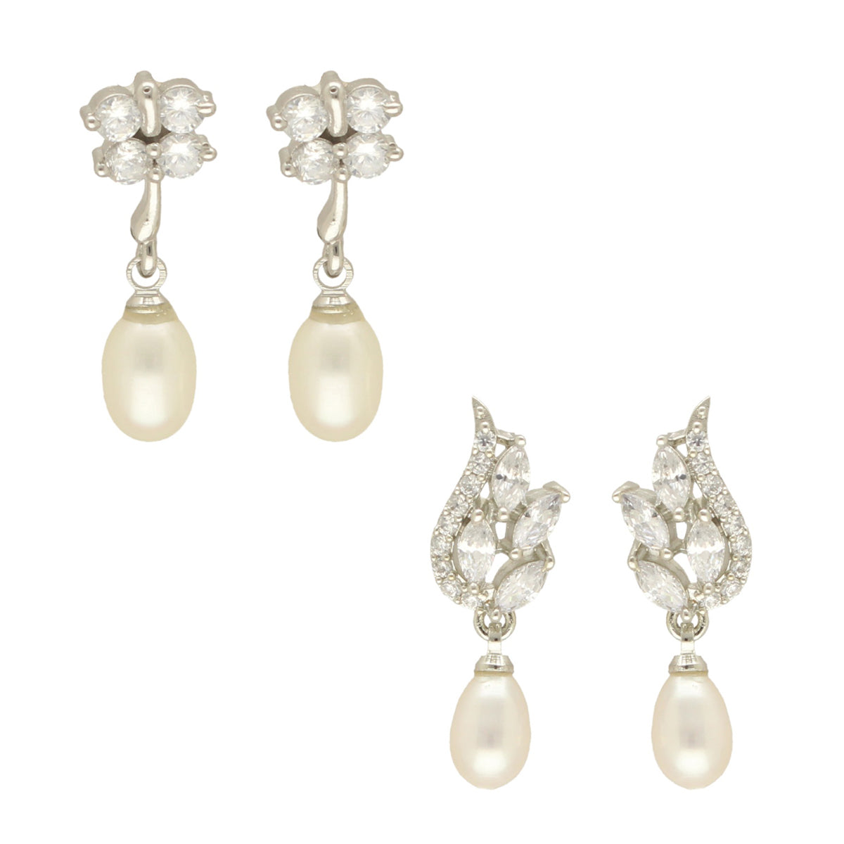 J Pearls Hansa Pearl Earrings Pack 2 - Swadesiicart