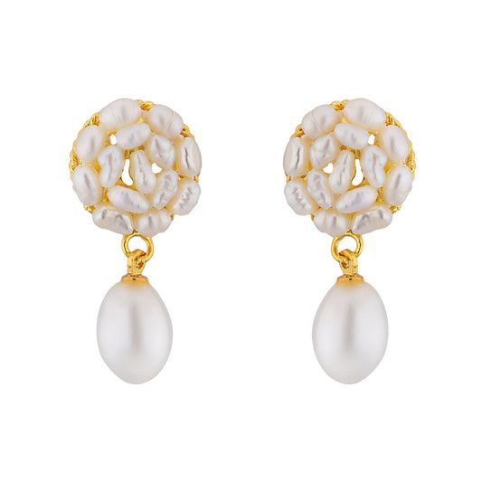J Pearls Aura Drop Pearl Earrings - Real Pearl Jewelry | Swadesiicart