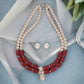 J Pearls Cherry 2 Lines Round Pearl Necklaces | Swadesiicart