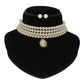 J Pearls Iha 4 Lines Round Pearl Choker Set | Swadesiicart