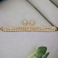 J Pearls Jasmine 3 Lines Pearl Choker Set | Swadesiicart