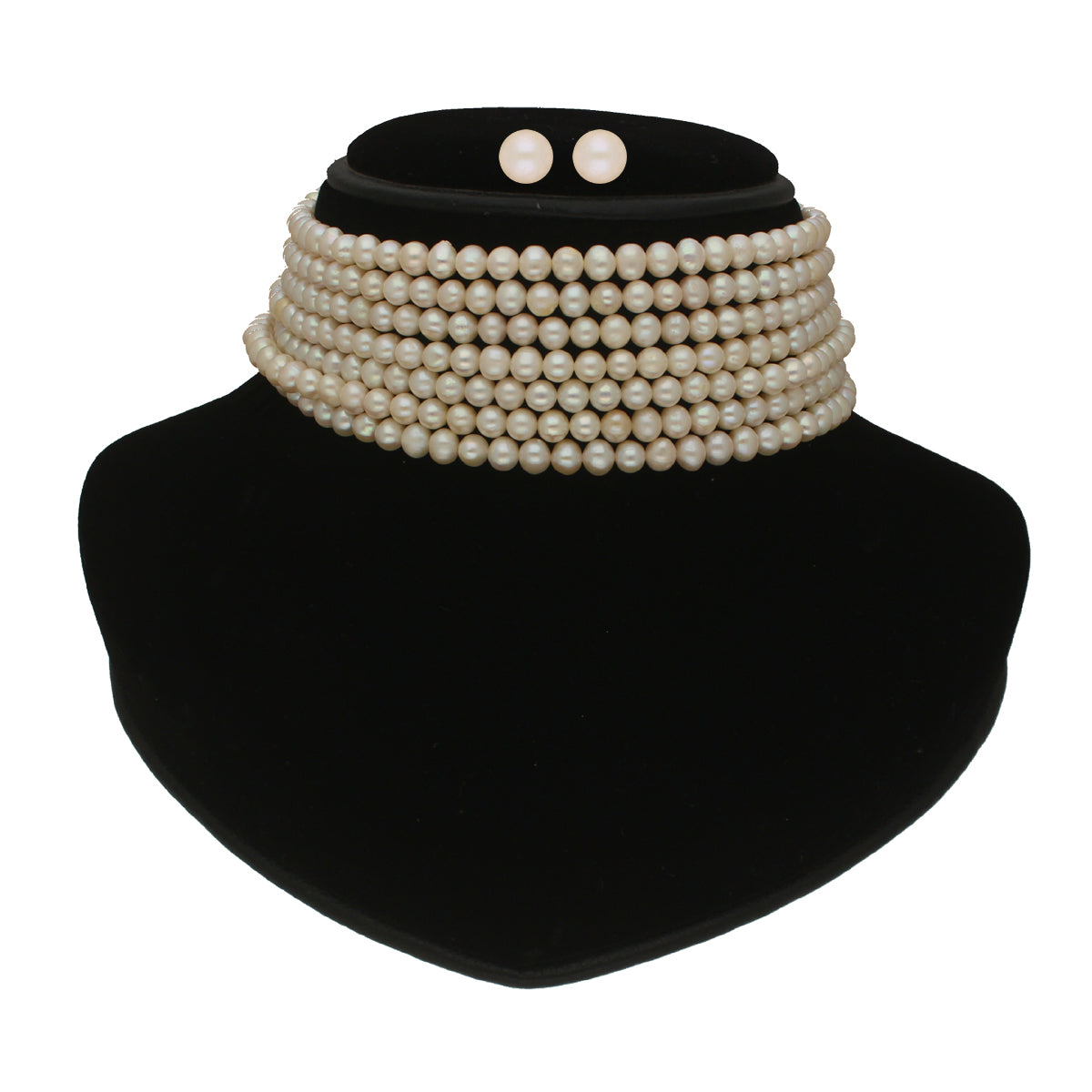 J Pearls Qiyara 7 Lines Baroque Pearl Choker Set | Swadesiicart