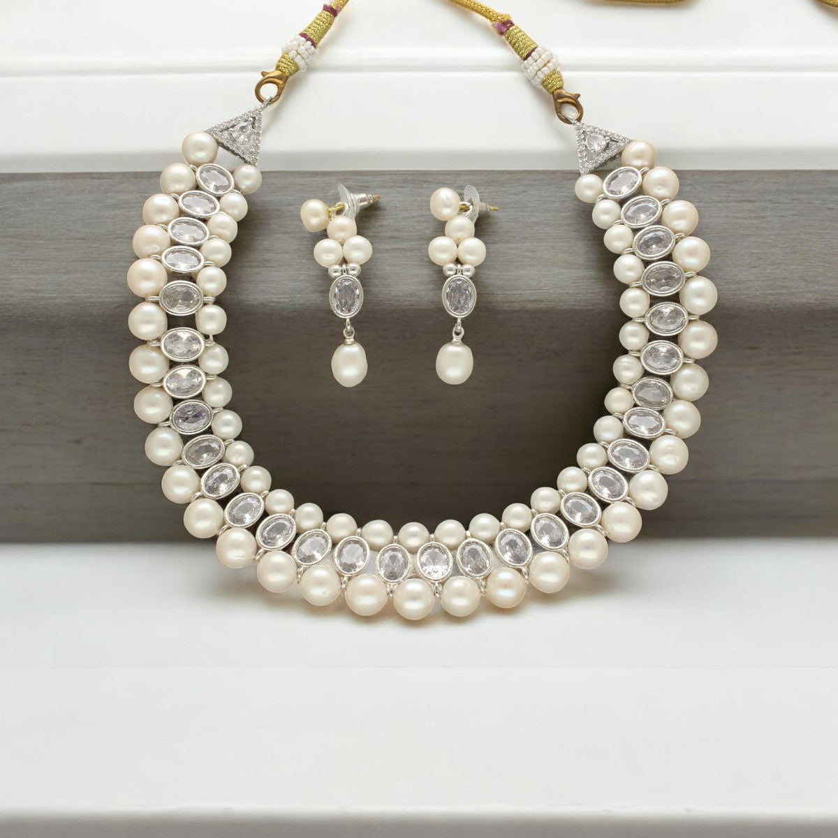 J Pearls Asra Pearl Choker Set | Swadesiicart