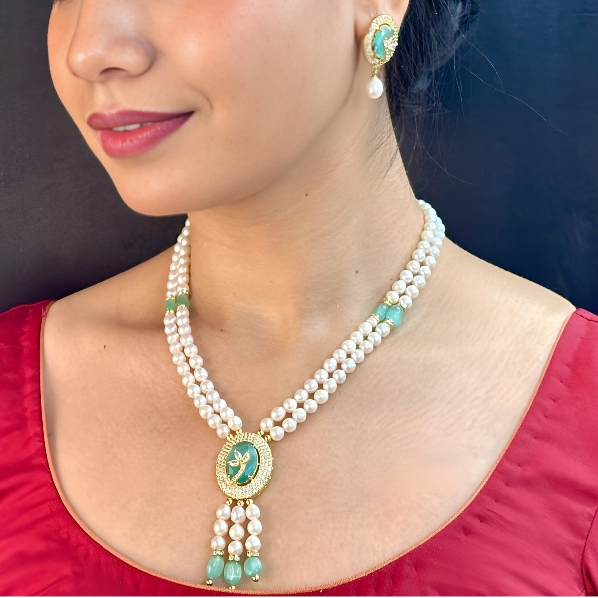 J Pearls Opal Pearl Set - Swadesiicart