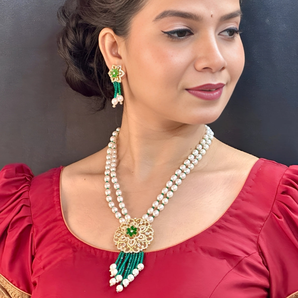 J Pearls Yasti Pearl Set - Swadesiicart