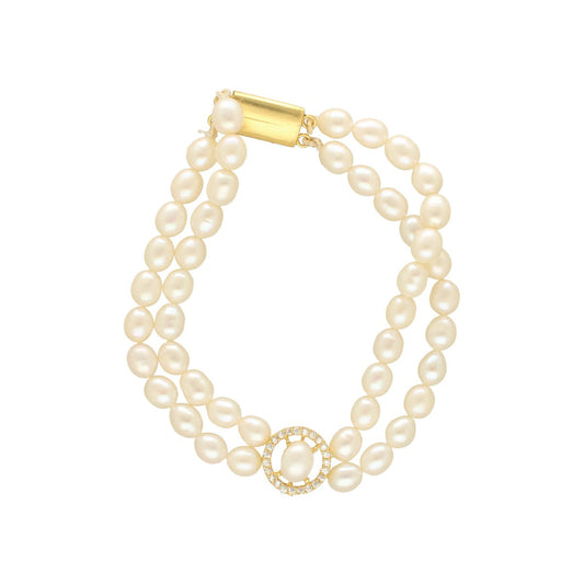 J Pearls Caralin Dual Line Pearl Bracelet - Swadesiicart