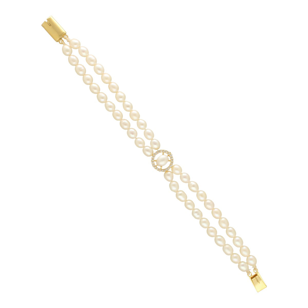 J Pearls Caralin Dual Line Pearl Bracelet - Swadesiicart
