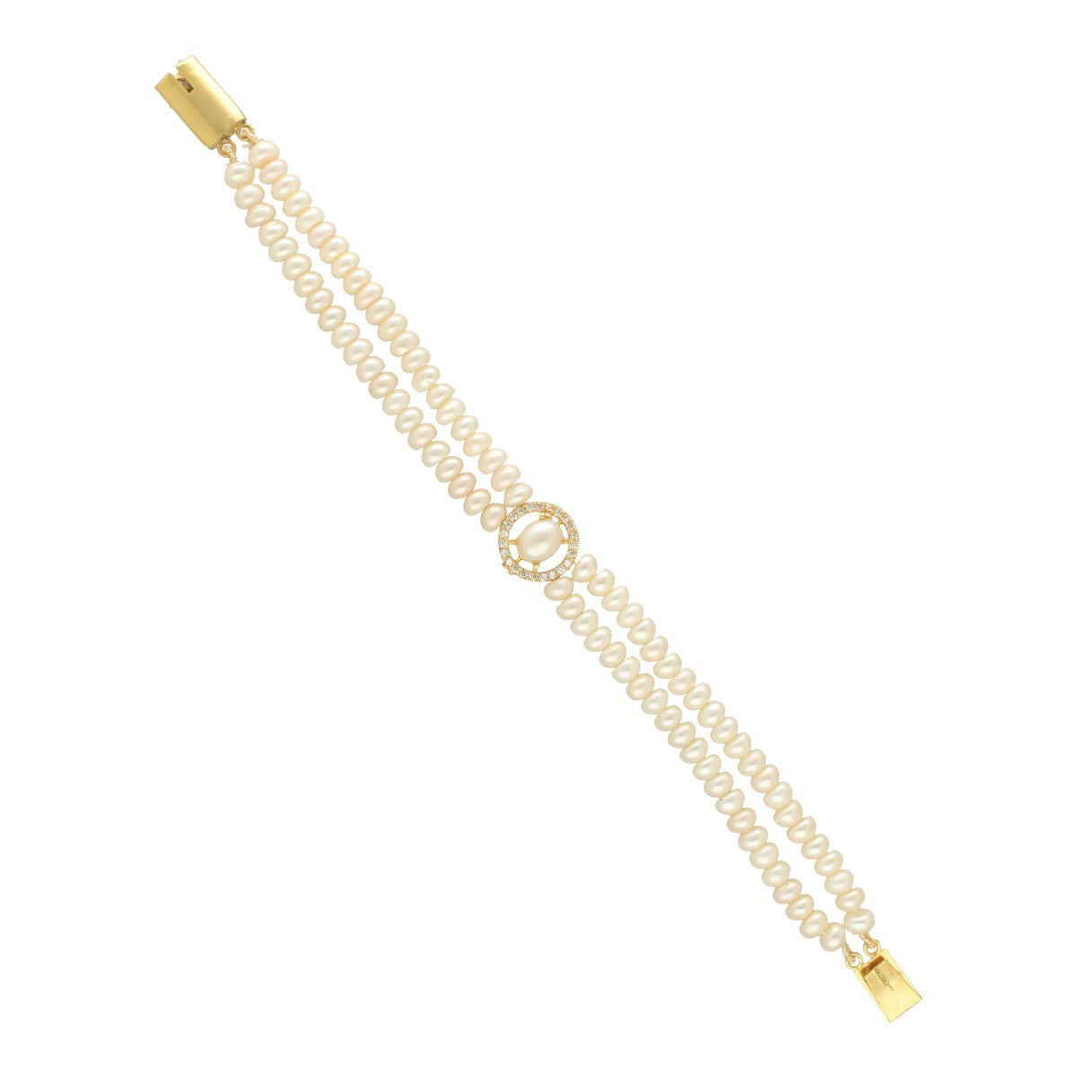 J Pearls Ovia Dual Line Pearl Bracelet - Swadesiicart