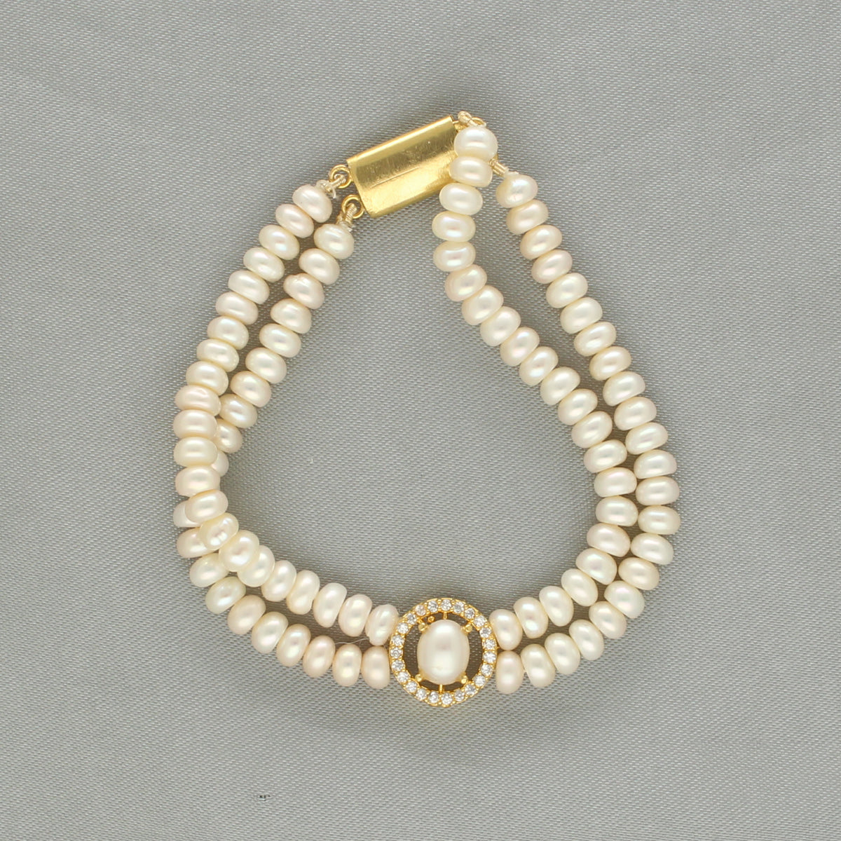 J Pearls Ovia Dual Line Pearl Bracelet - Swadesiicart