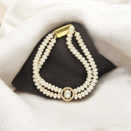 J Pearls Ovia Dual Line Pearl Bracelet - Swadesiicart