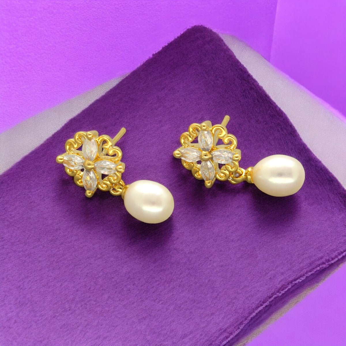 J Pearls Tasha Pearl Earrings - Swadesiicart