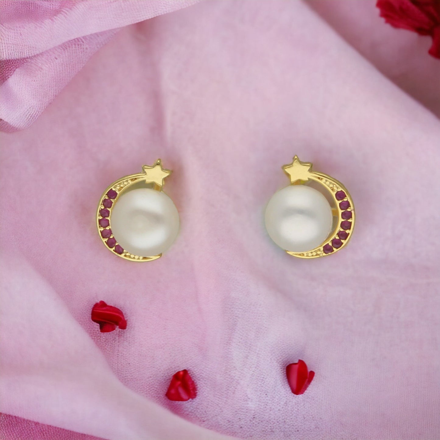 J Pearls Moonlit Combo Of 2Pair Earrings - Swadesiicart