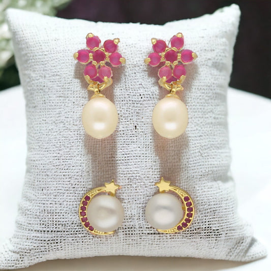 J Pearls Moonlit Combo Of 2Pair Earrings - Swadesiicart