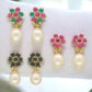 J Pearls Colourful Combo Of 3Pair Earrings - Swadesiicart