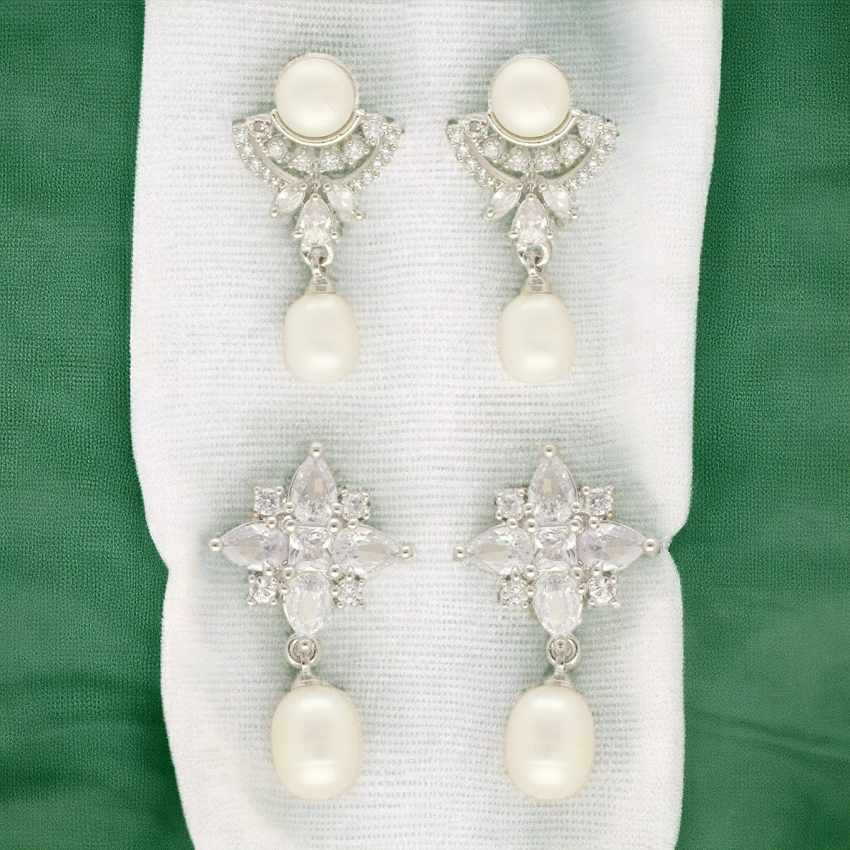 J Pearls Mystic Combo Of 2Pair Earrings - Swadesiicart