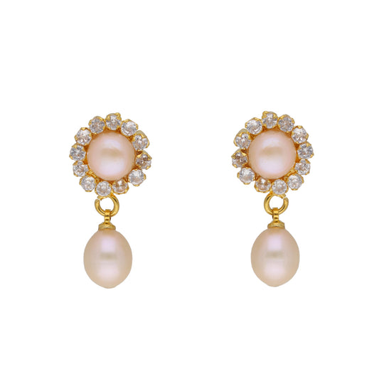 J Pearls Qushi 1 Line Button Pearl Set - Real Pearl Jewelry - Swadesiicart
