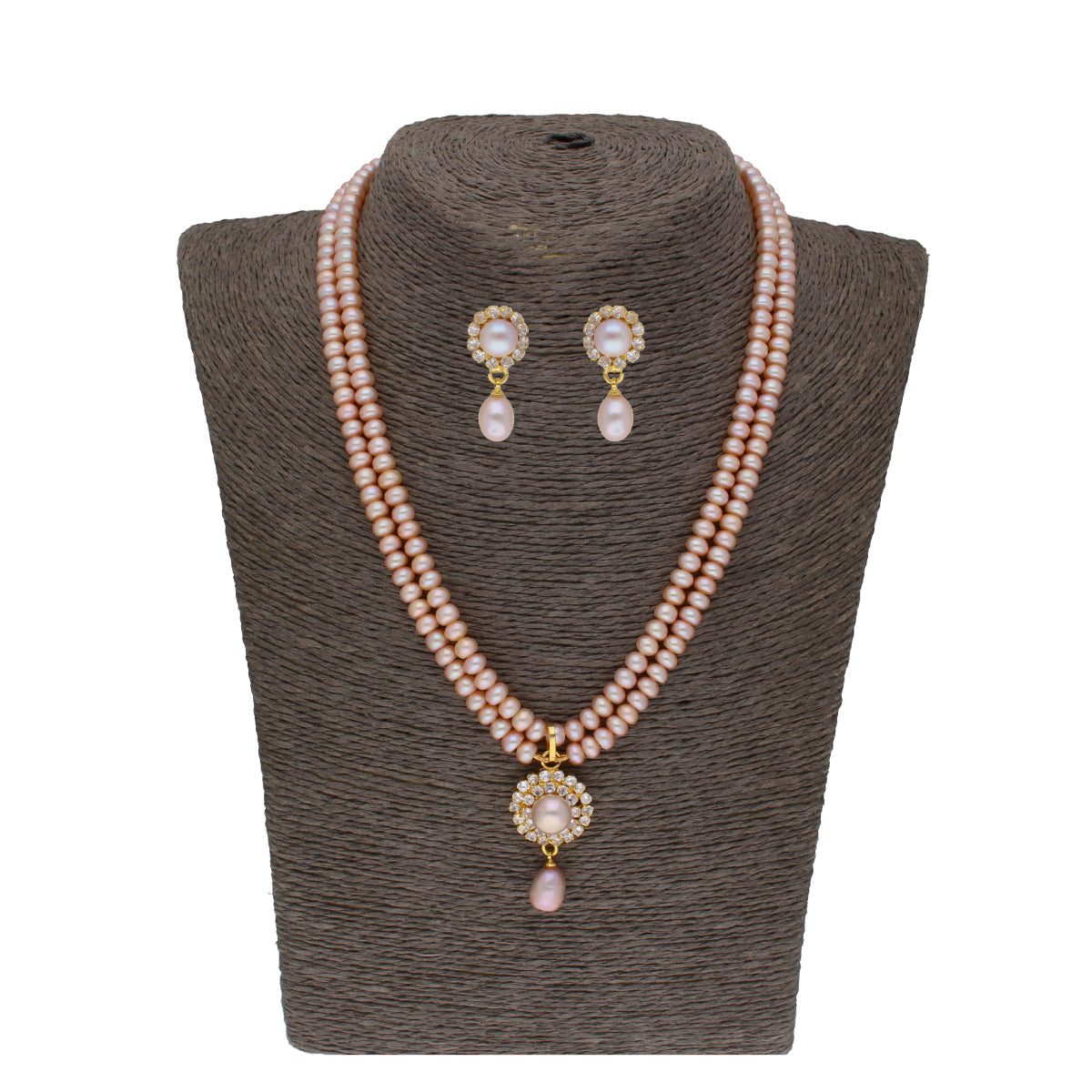 J Pearls Siddhi 2 Lines Button Pearl Set - Real Pearl Jewelry - J Pearls