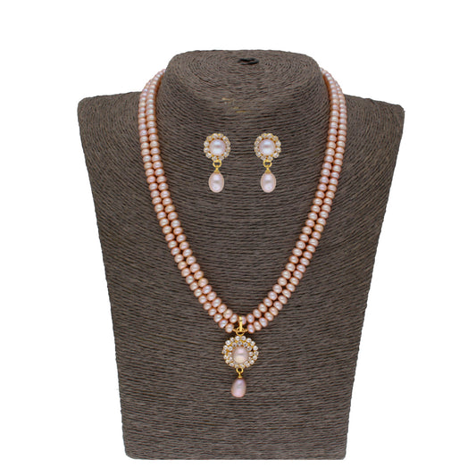 J Pearls Siddhi 2 Lines Button Pearl Set - Real Pearl Jewelry - J Pearls
