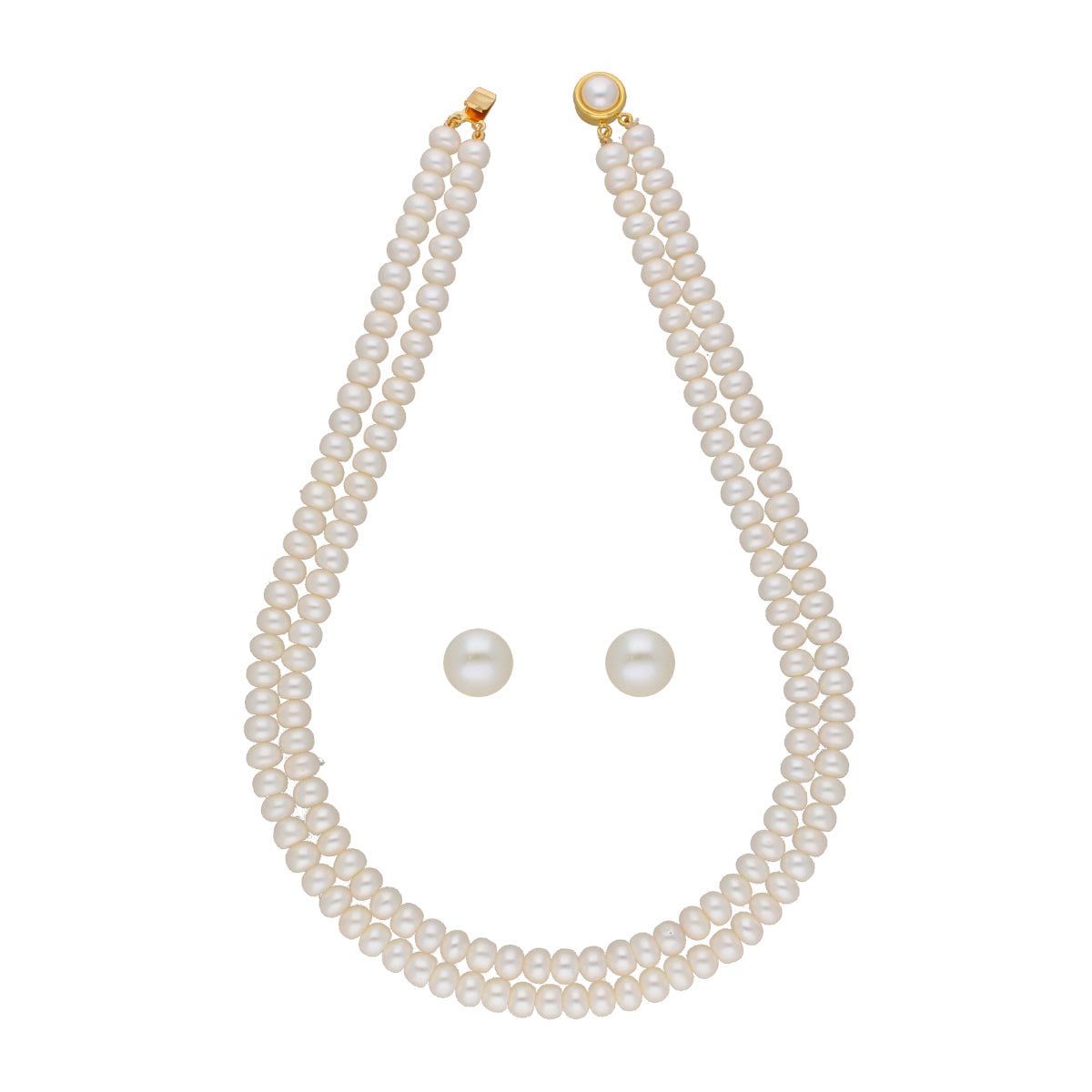 J Pearls Eeshani 2 Lines Pearl Necklaces - Real Pearl Jewelry | Swadesiicart
