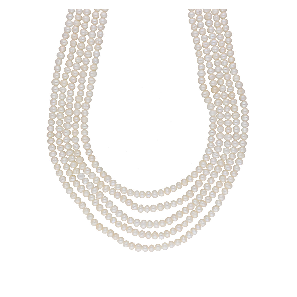 J Pearls Zara 5 Lines Pearl Necklaces - Real Pearl Jewelry | Swadesiicart