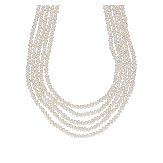 J Pearls Zara 5 Lines Pearl Necklaces - Real Pearl Jewelry | Swadesiicart