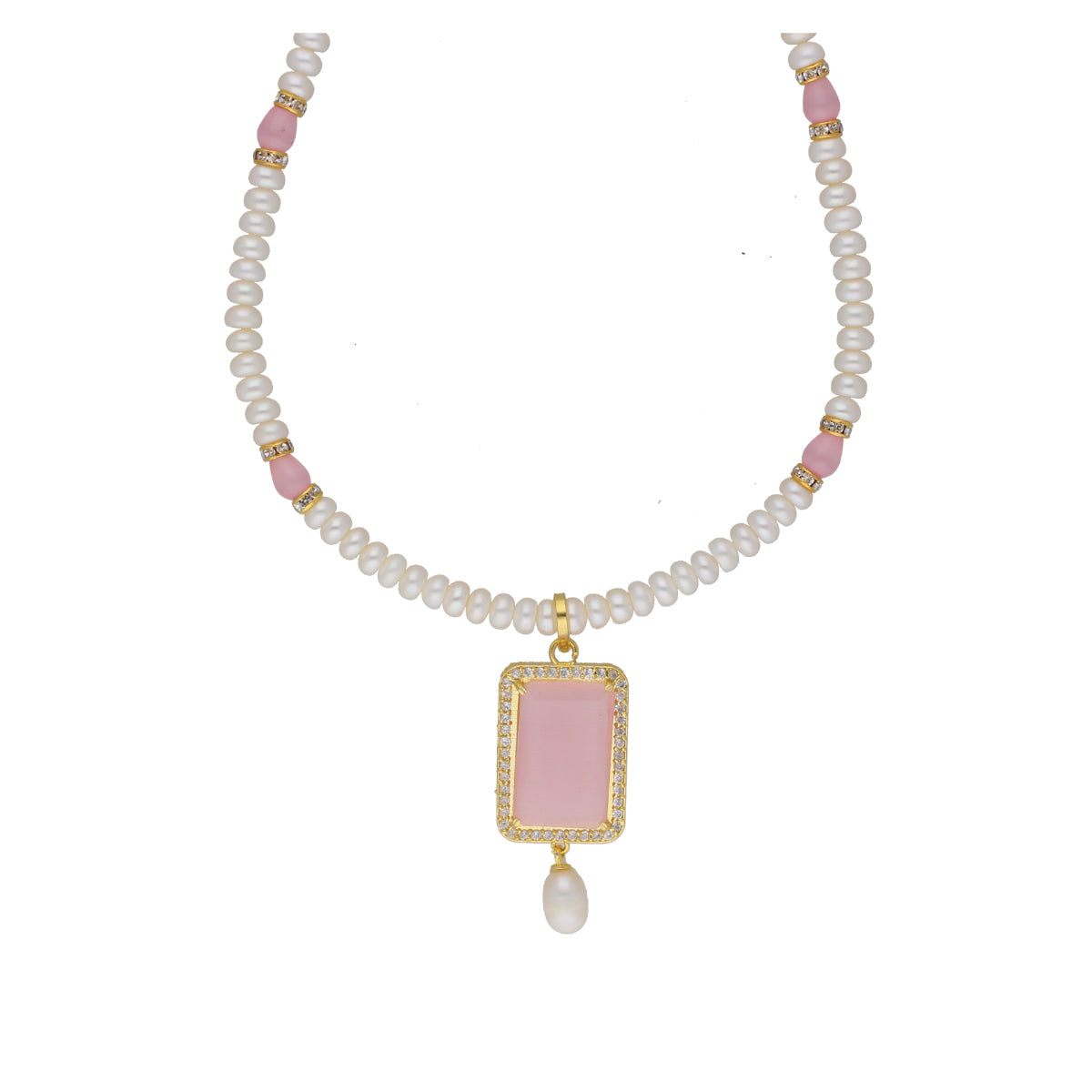 J Pearls Anahita 1 Line Square Pearl Set - Real Pearl Jewelry - Swadesiicart