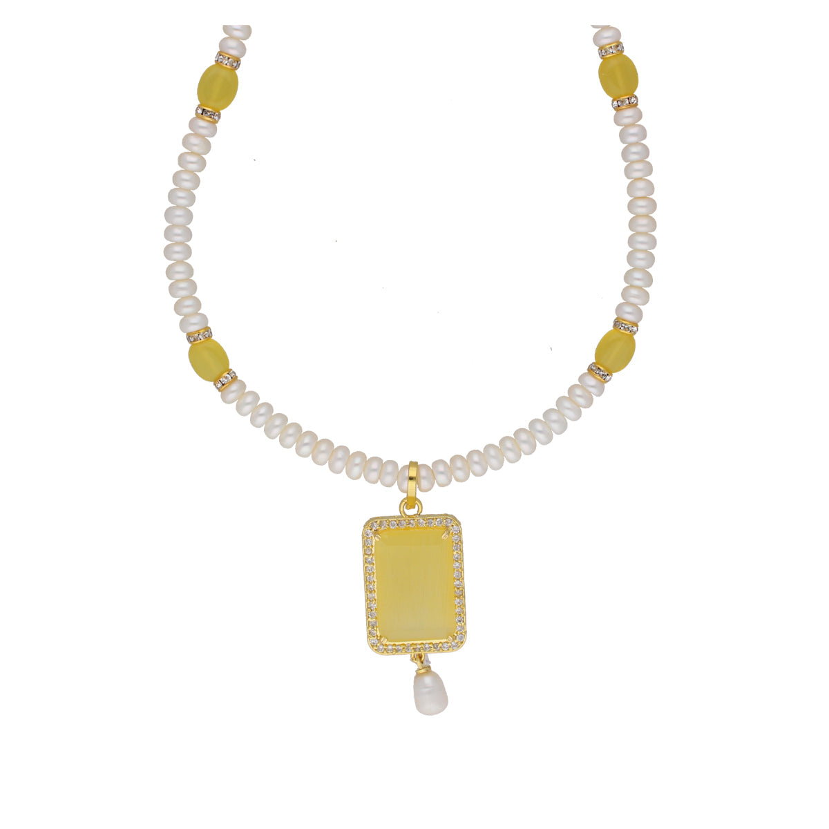 J Pearls Daksina 1 Line Square Pearl Set - Real Pearl Jewelry - Swadesiicart