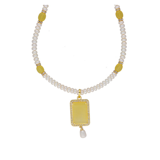 J Pearls Daksina 1 Line Square Pearl Set - Real Pearl Jewelry - Swadesiicart
