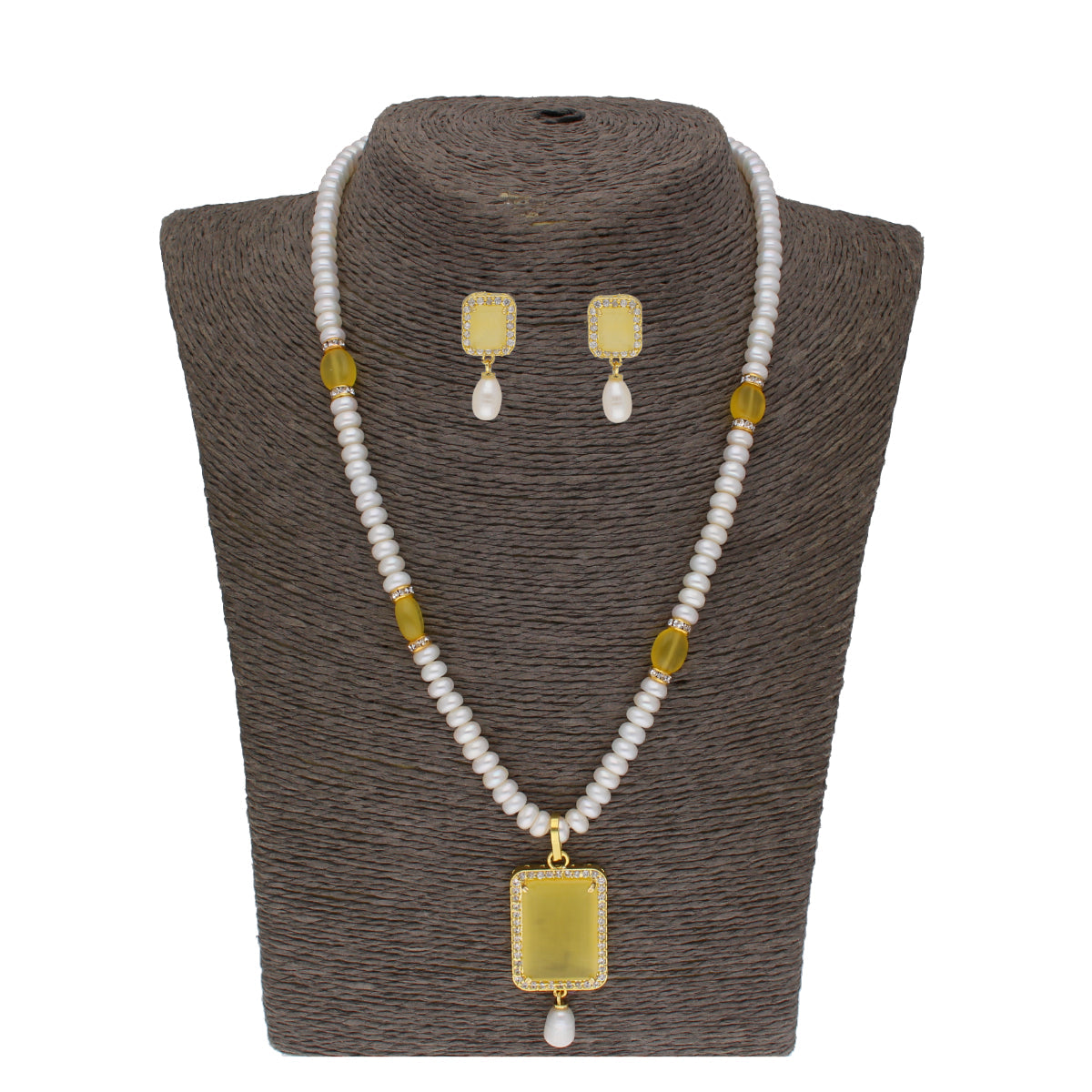 J Pearls Daksina 1 Line Square Pearl Set - Real Pearl Jewelry - J Pearls