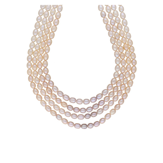 J Pearls Tulsi 4 Lines Pearl Necklaces - Real Pearl Jewelry | Swadesiicart