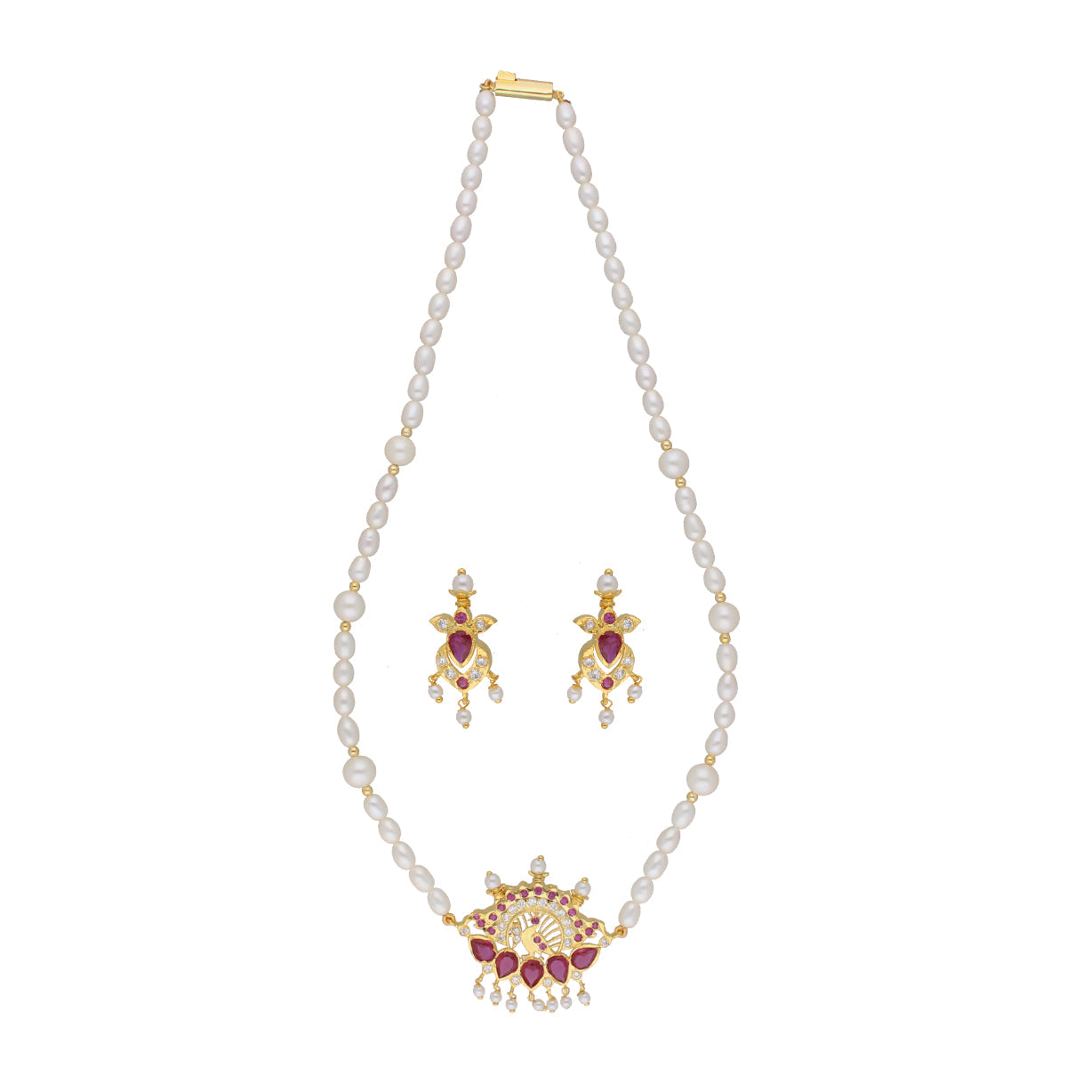 J Pearls Fancy 1 Line Oval Pearl Necklaces - Real Pearl Jewelry | Swadesiicart