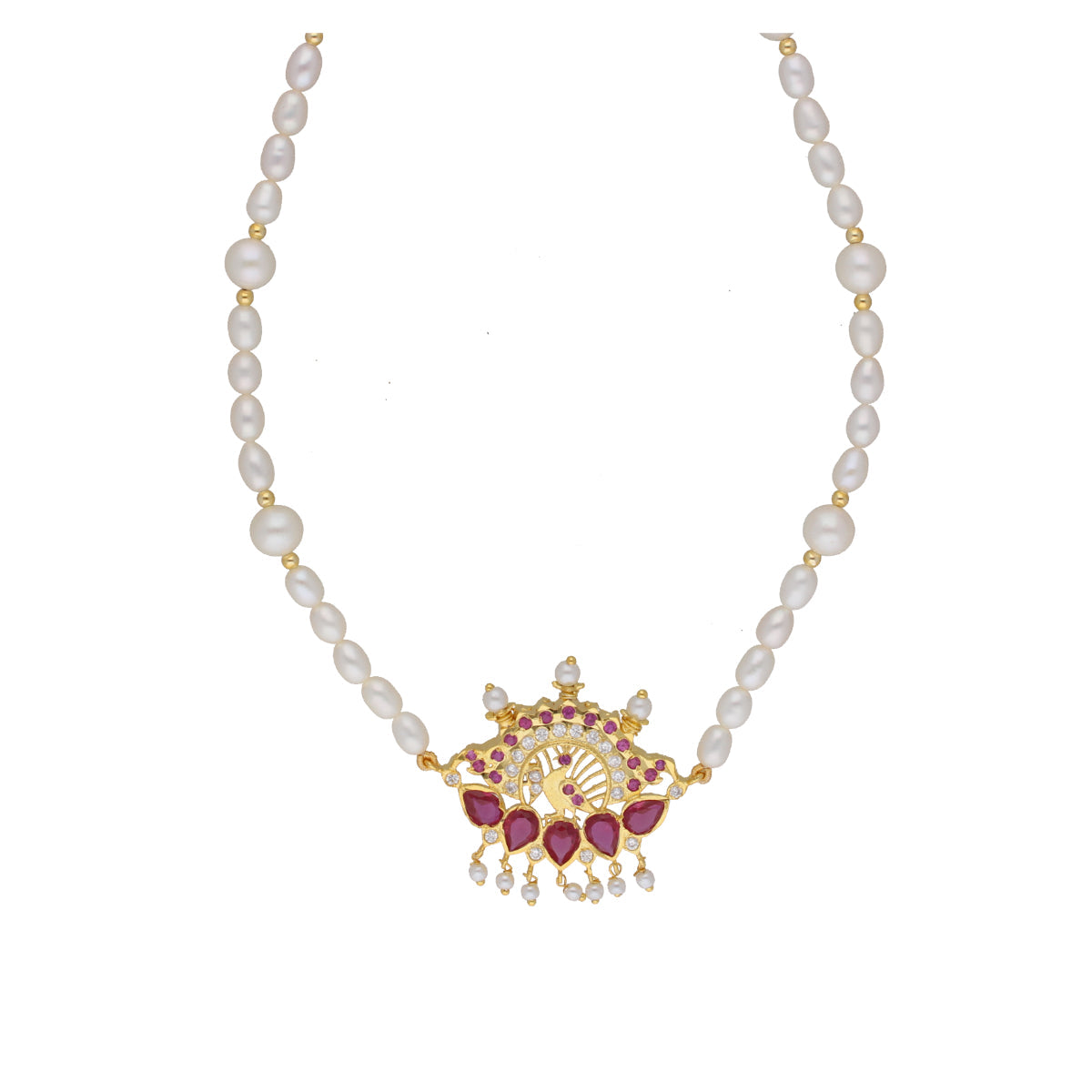 J Pearls Fancy 1 Line Oval Pearl Necklaces - Real Pearl Jewelry | Swadesiicart