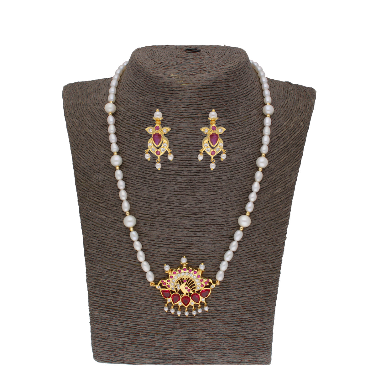 J Pearls Fancy 1 Line Oval Pearl Necklaces - Real Pearl Jewelry | Swadesiicart