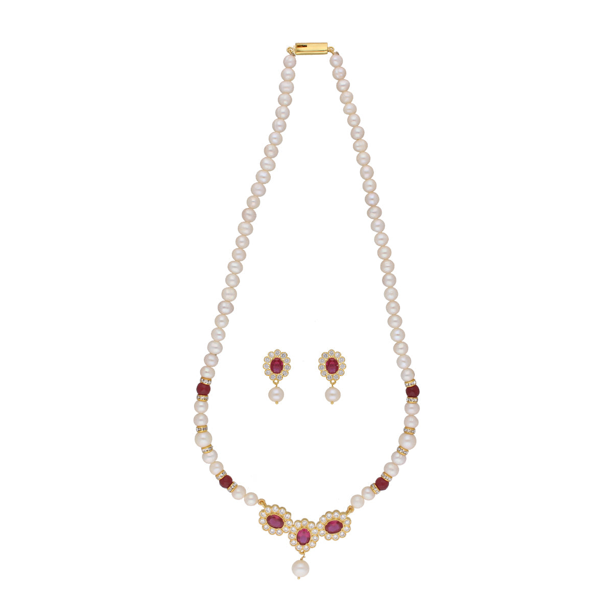 J Pearls Januja 1 Line Round Pearl Necklaces - Real Pearl Jewelry | Swadesiicart