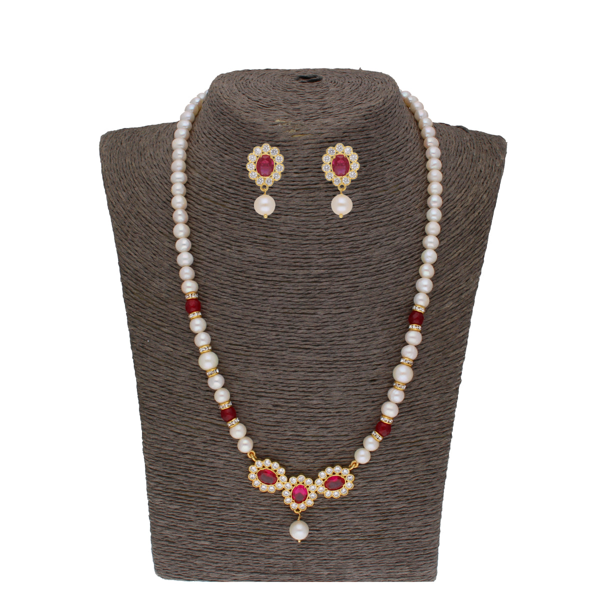 J Pearls Januja 1 Line Round Pearl Necklaces - Real Pearl Jewelry | Swadesiicart