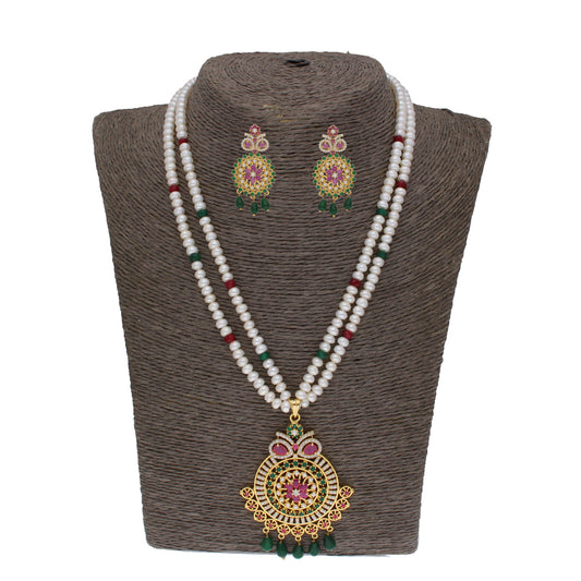J Pearls Kashika 2 Lines Round Pearl Necklaces - Real Pearl Jewelry | Swadesiicart