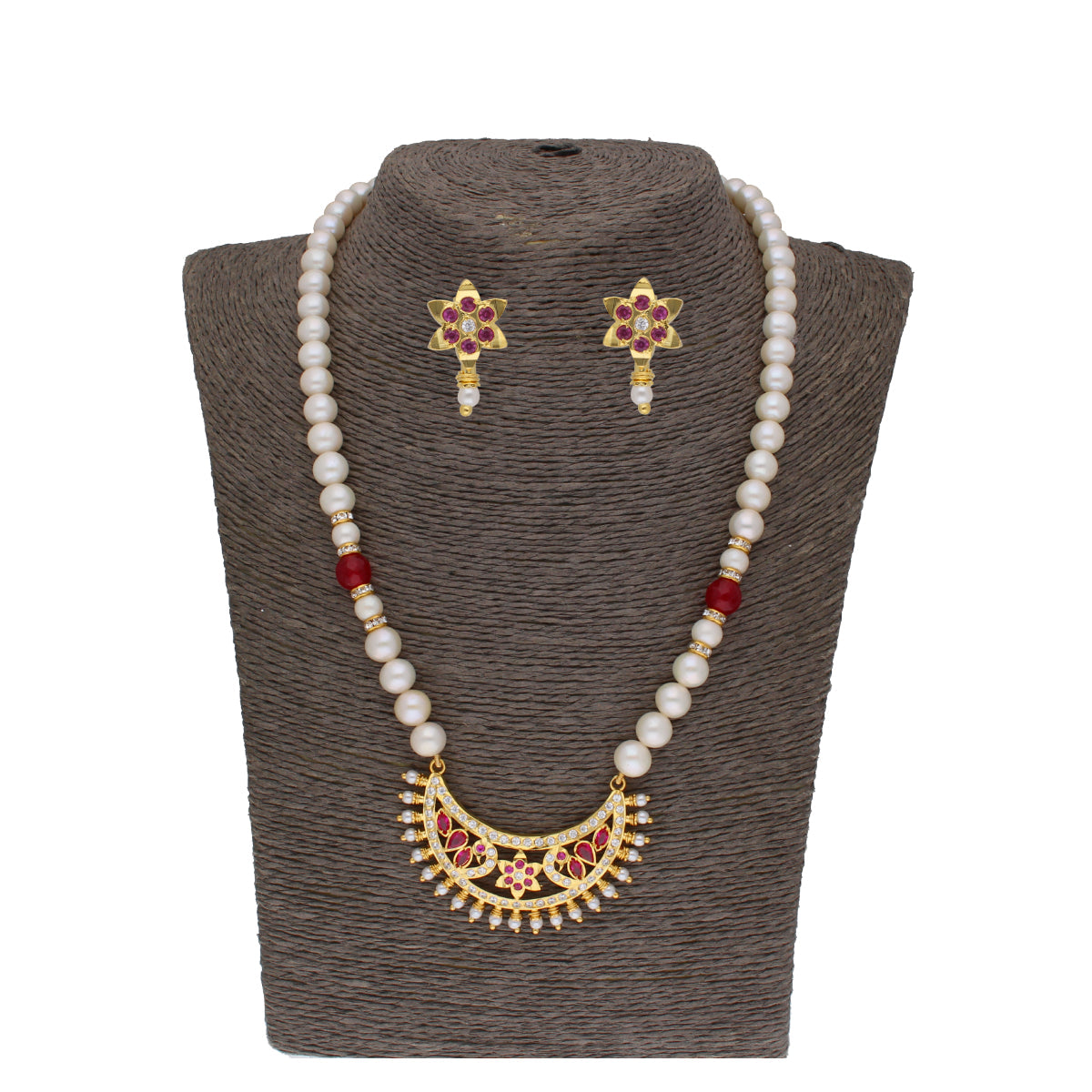 J Pearls Qayanat 1 Line Oval Pearl Necklaces - Real Pearl Jewelry | Swadesiicart