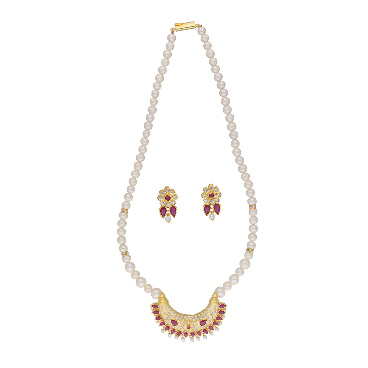 J Pearls Ehani 1 Line Oval Pearl Necklaces - Real Pearl Jewelry | Swadesiicart