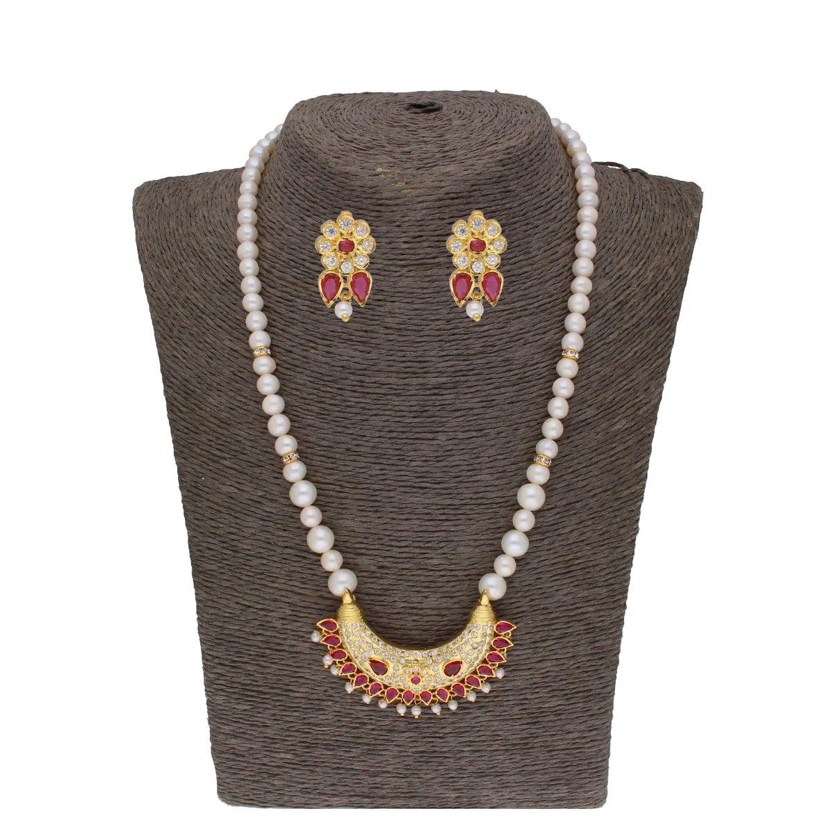 J Pearls Ehani 1 Line Oval Pearl Necklaces - Real Pearl Jewelry | Swadesiicart