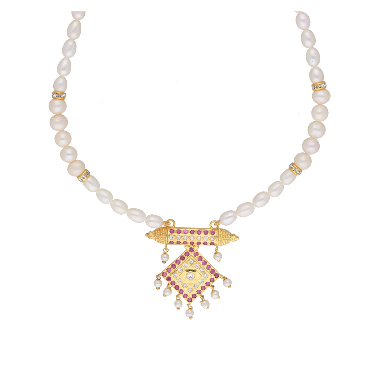 J Pearls Yochana 1 Line Round Pearl Necklaces - Real Pearl Jewelry | Swadesiicart