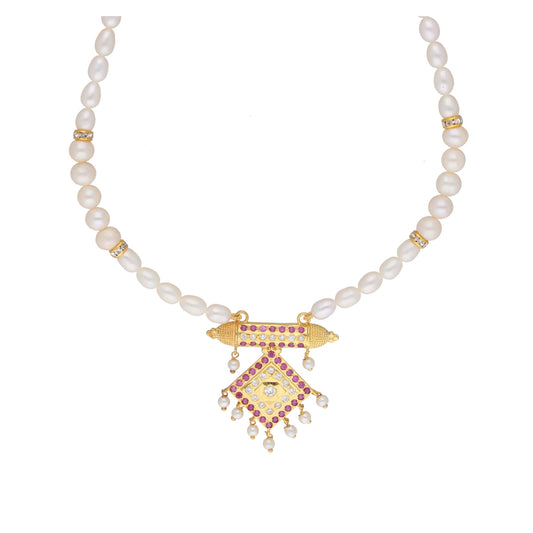 J Pearls Yochana 1 Line Round Pearl Necklaces - Real Pearl Jewelry | Swadesiicart