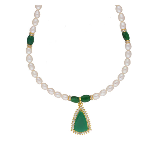 J Pearls Saanvi 1 Line Oval Pearl Set - Real Pearl Jewelry - Swadesiicart