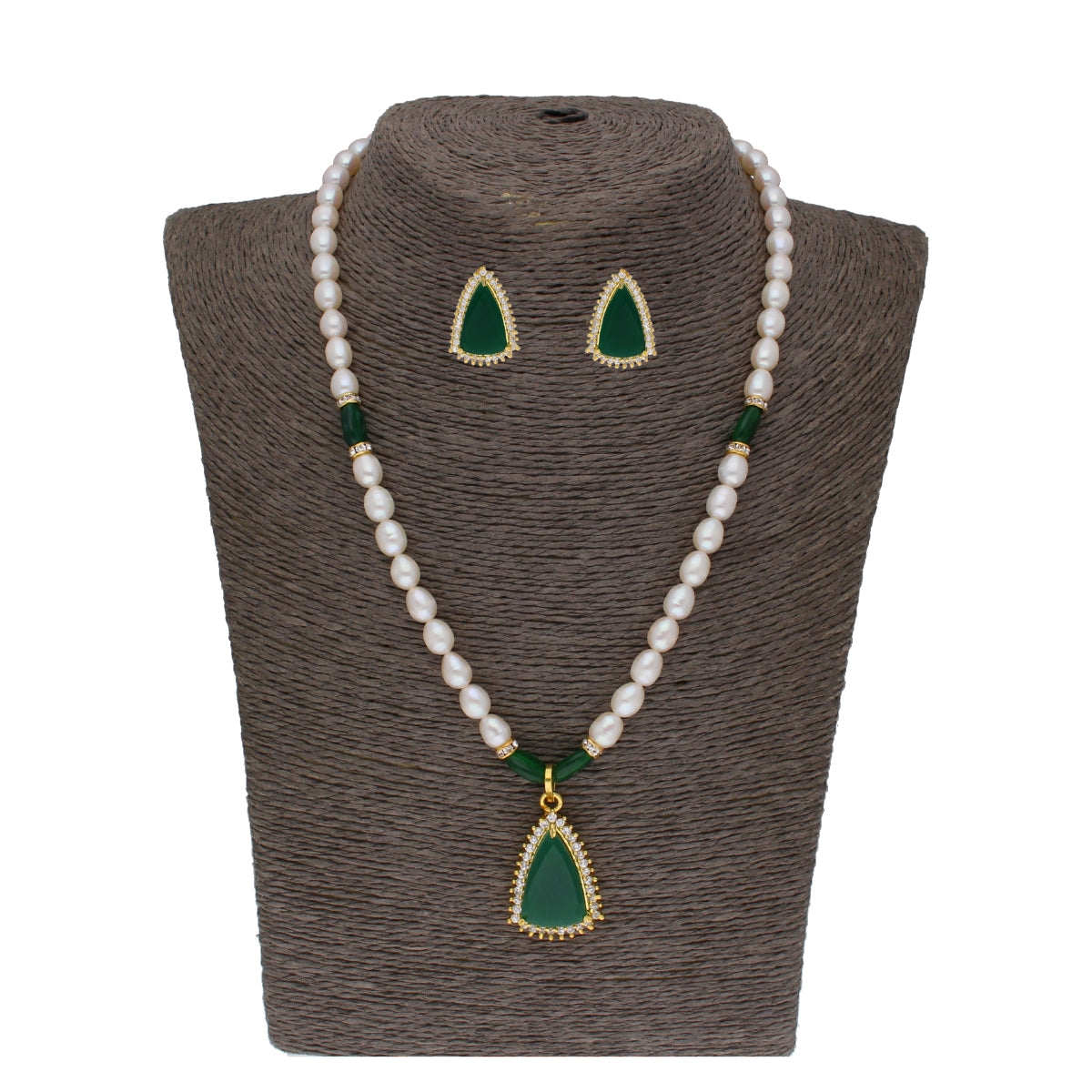 J Pearls Saanvi 1 Line Oval Pearl Set - Real Pearl Jewelry - J Pearls