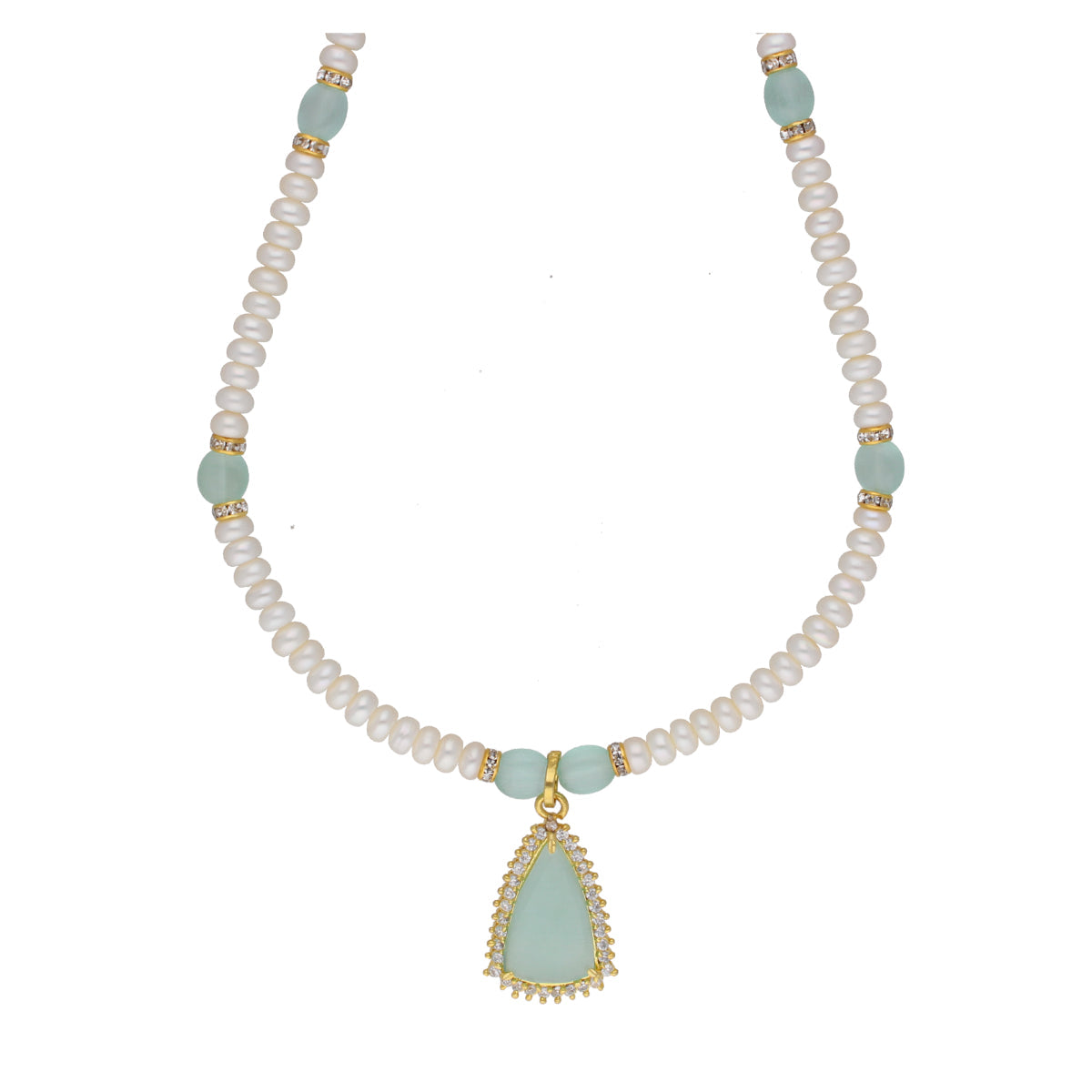 J Pearls Cancala 1 Line Button Pearl Set - Real Pearl Jewelry - Swadesiicart