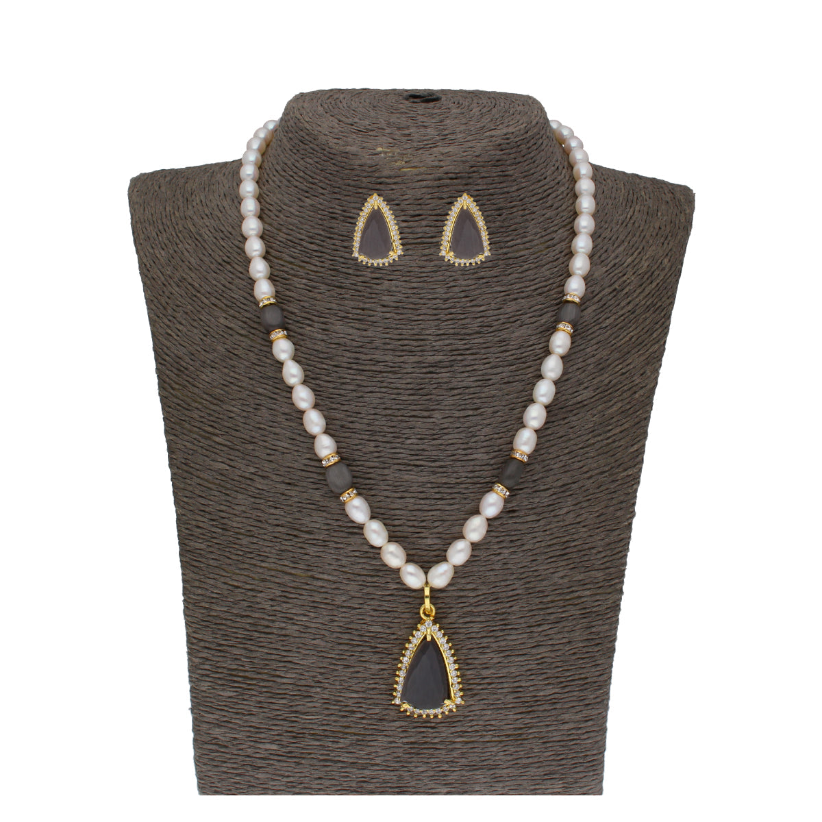 J Pearls Riya 1 Line Oval Pearl Set - Real Pearl Jewelry - J Pearls
