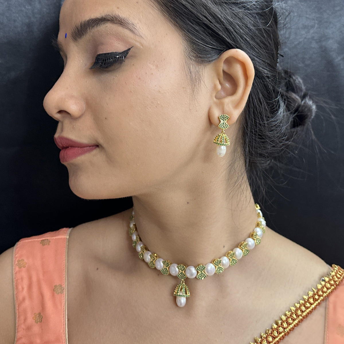 J Pearls Radiance Pearl Necklace Set - Swadesiicart